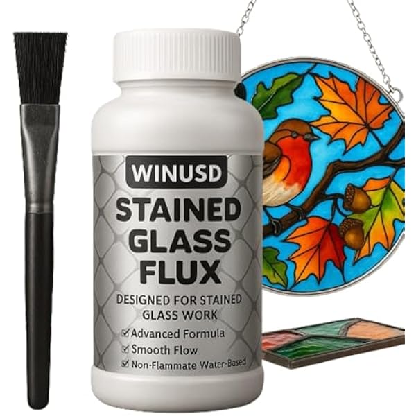 WINUSD 8 ounce stained glass solder flux with application brush